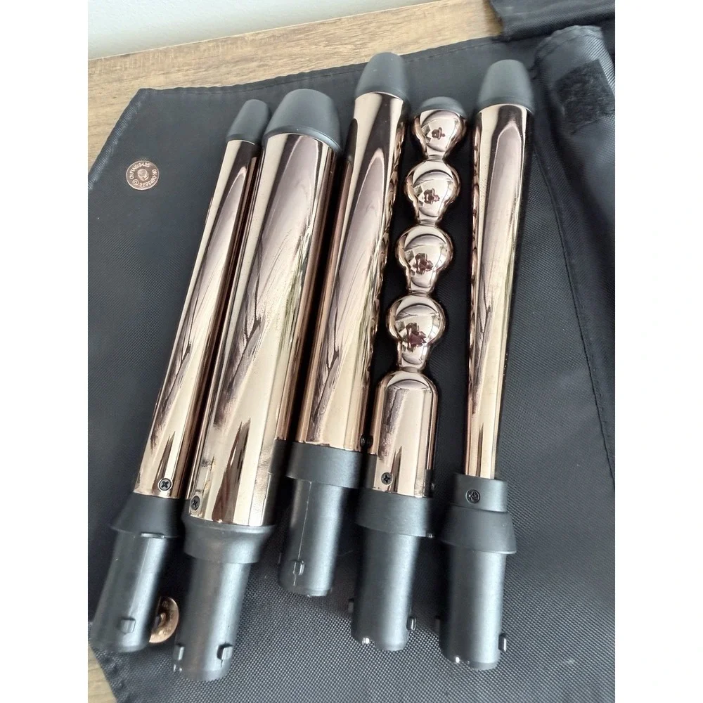 LANGE L'ange Professional 5 in 1 Hair Curling Wand Set in Travel Case Pink